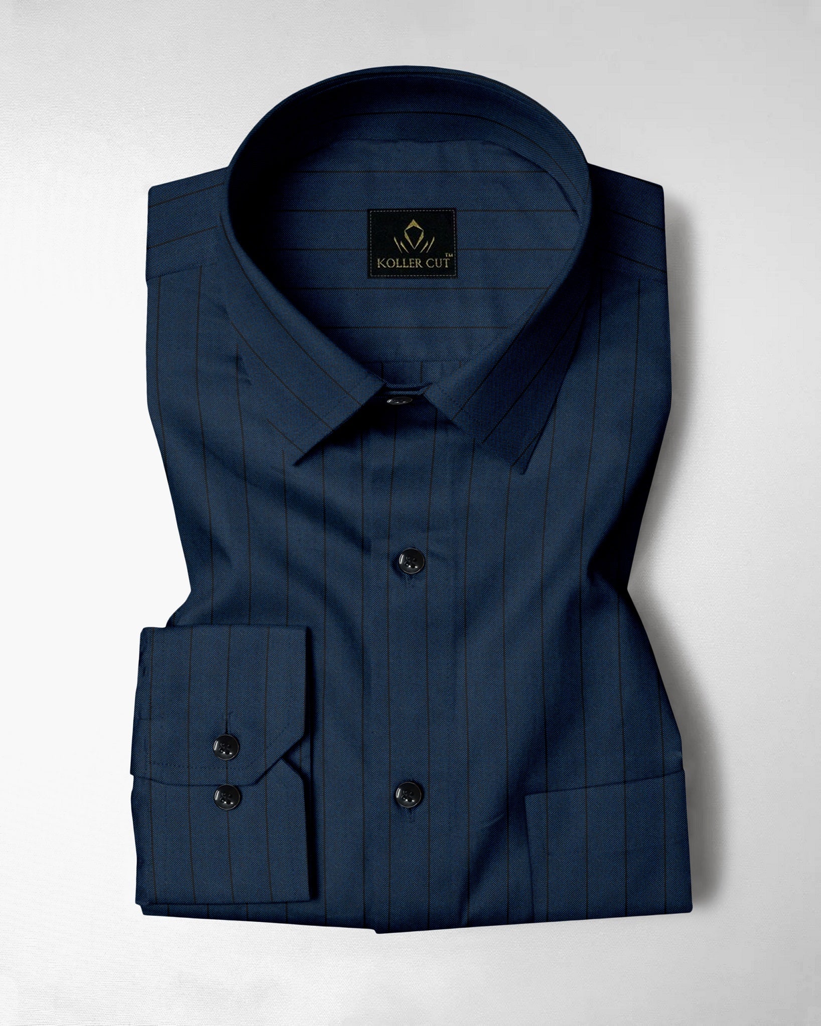 Macaw Blue and Raven Black Pinstripes Oxford Cotton Shirt