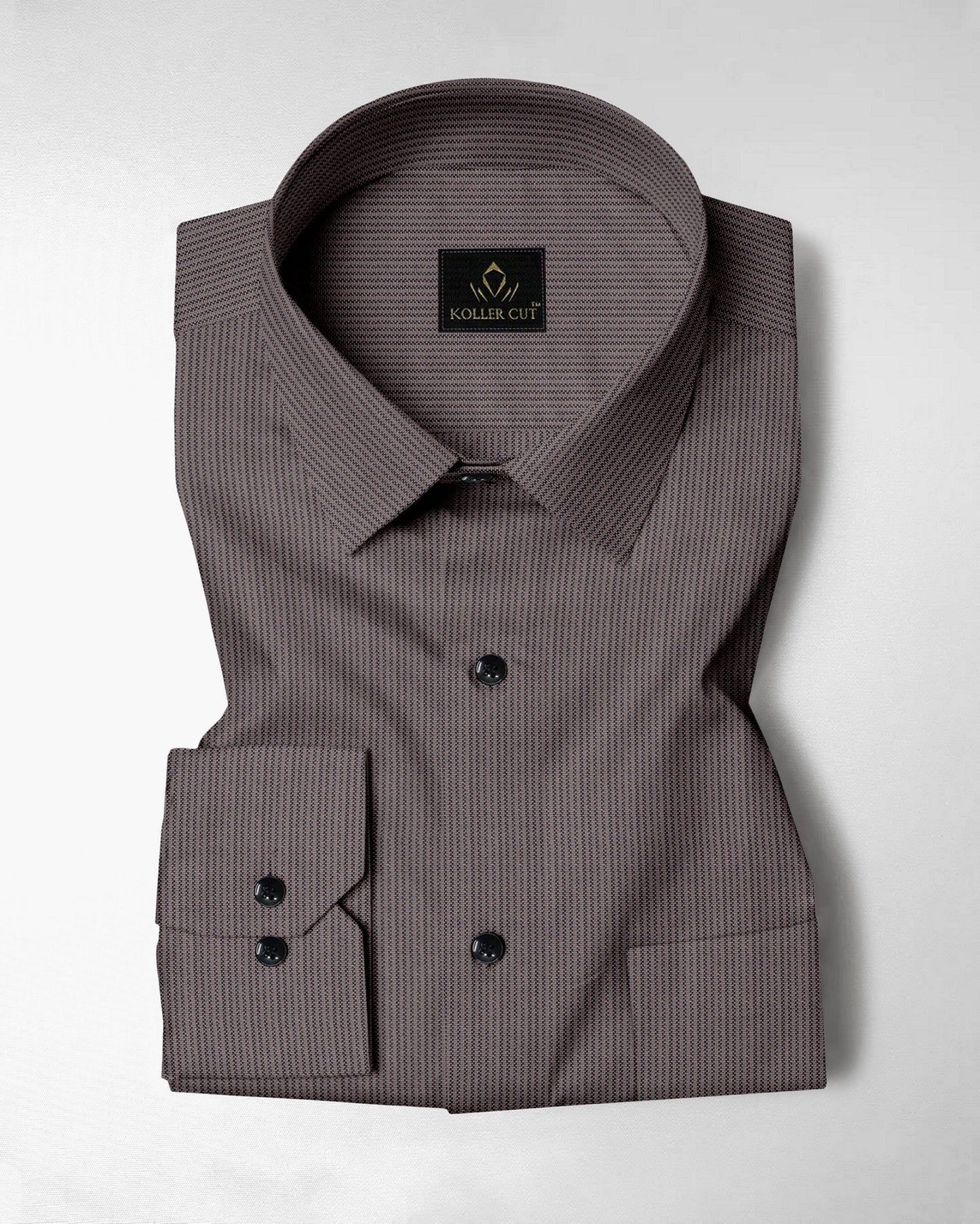 Jaspillite Brown and Coal Black Herringbone Stripes Oxford Cotton Shirt