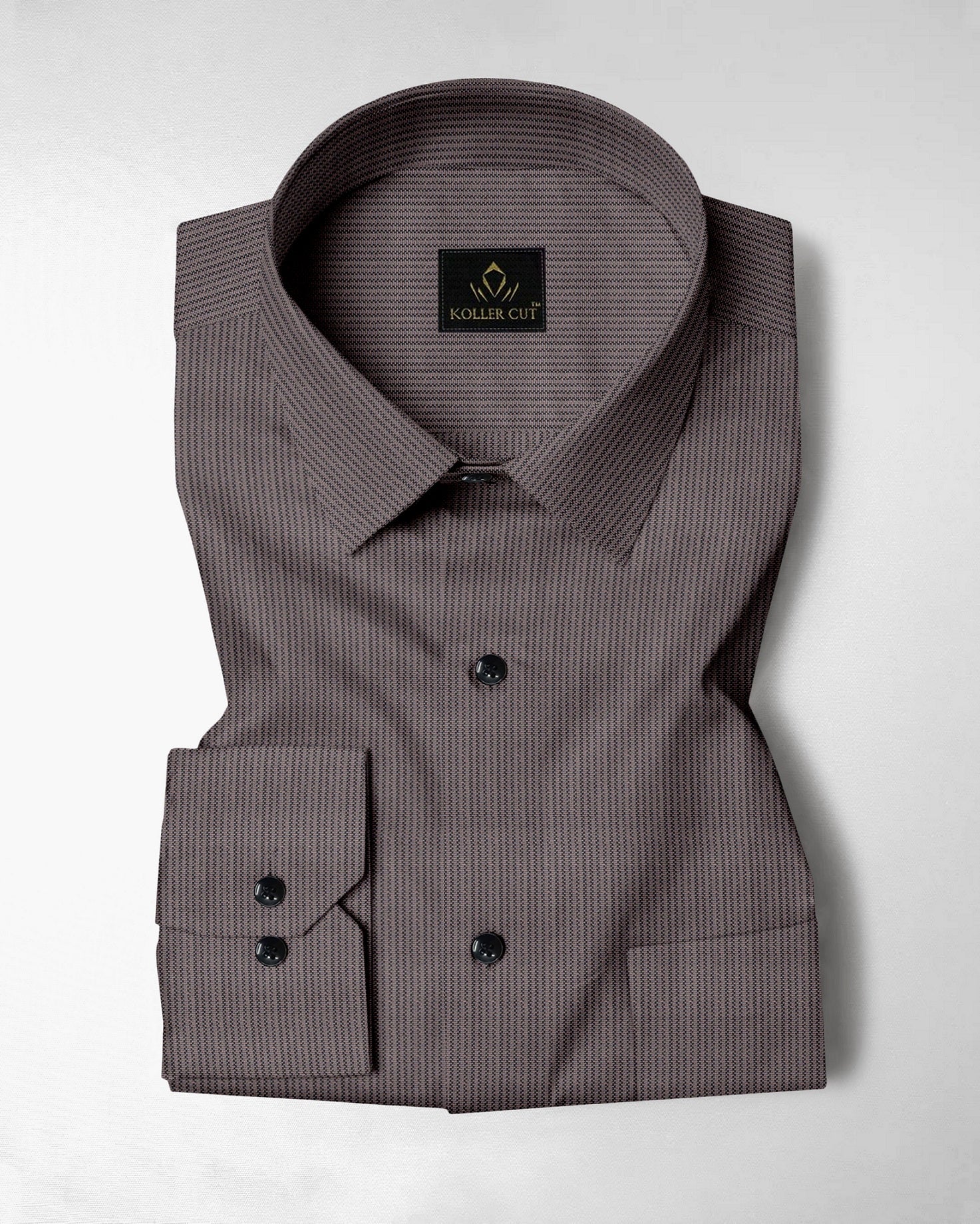 Jaspillite Brown and Coal Black Herringbone Stripes Oxford Cotton Shirt