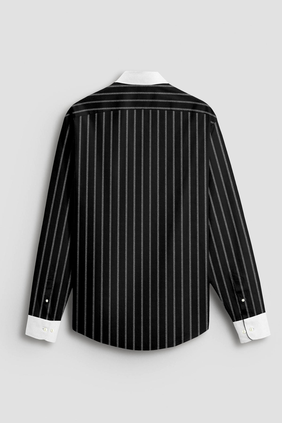 Opal Black and Flash White Chalk Stripes Oxford Designer Cotton Shirt