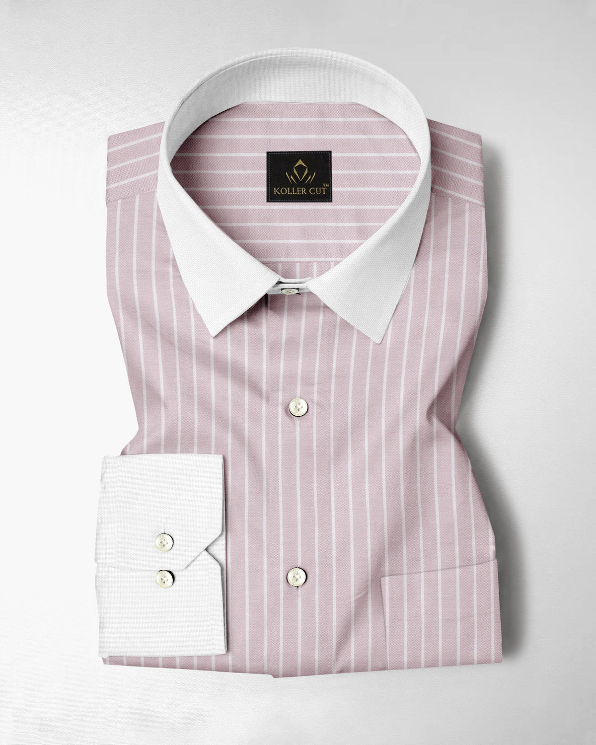Blossom Pink and Flash White Chalk Stripes Oxford Designer Cotton Shirt