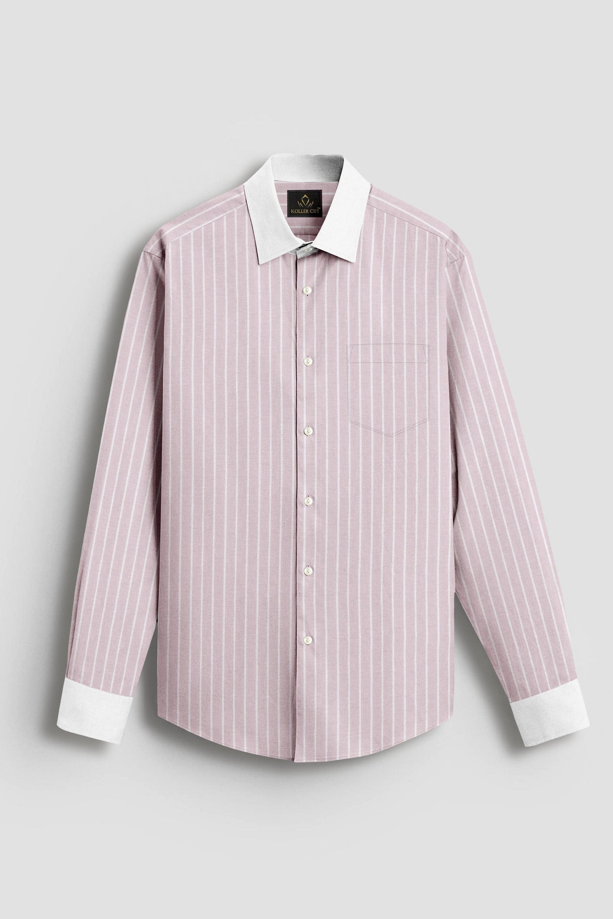 Blossom Pink and Flash White Chalk Stripes Oxford Designer Cotton Shirt