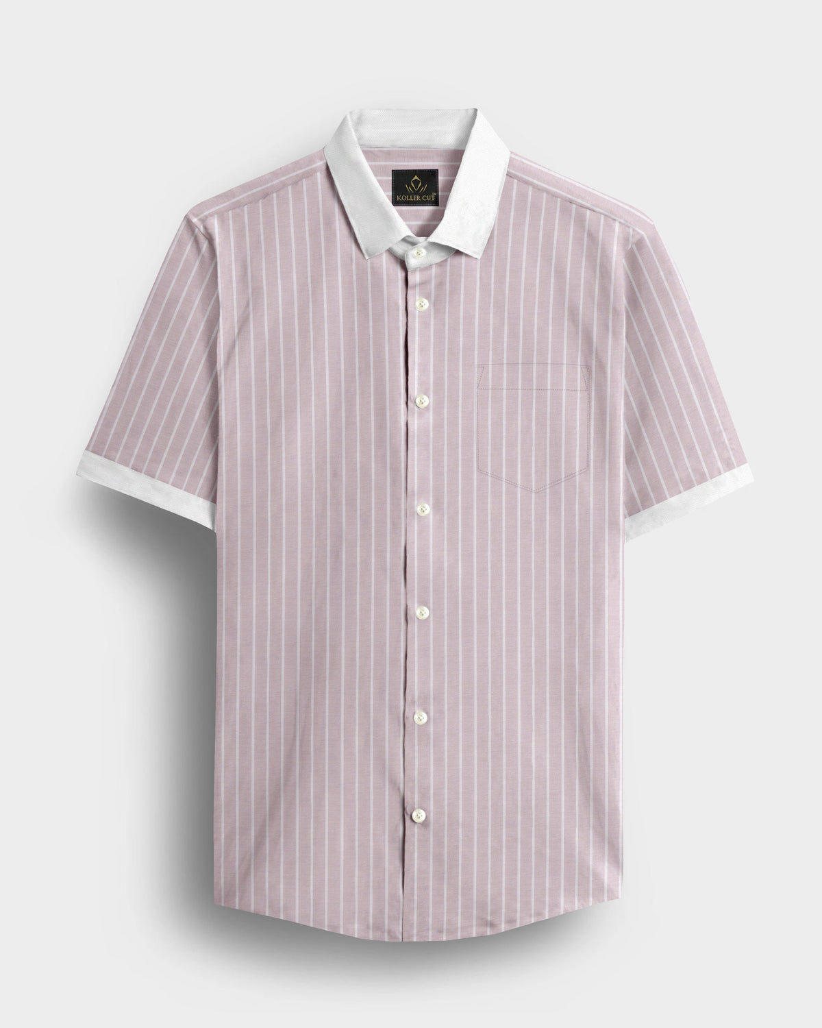 Blossom Pink and Flash White Chalk Stripes Oxford Designer Cotton Shirt