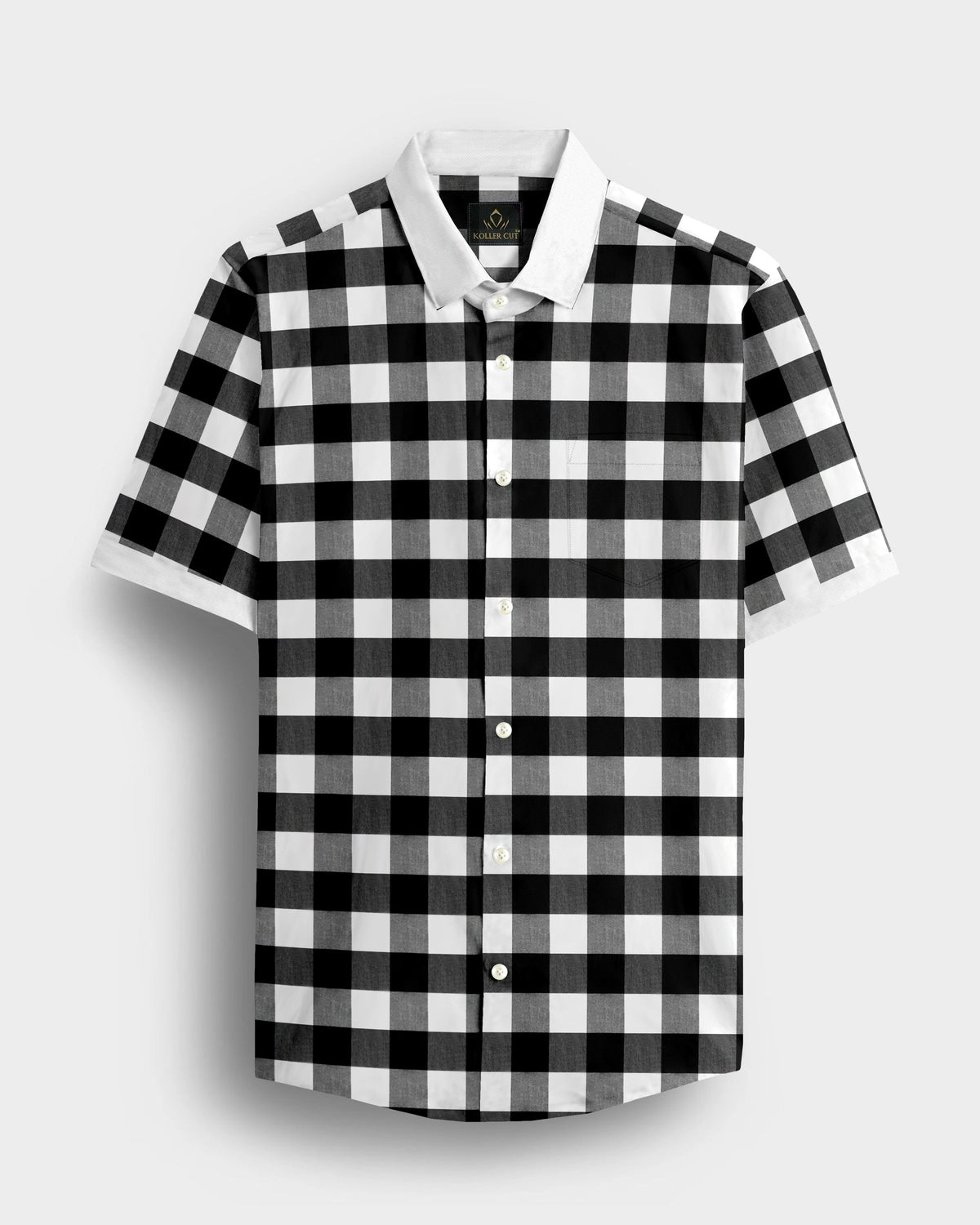 White and Carbon Black Buffalo Checks Designer Cotton Shirt