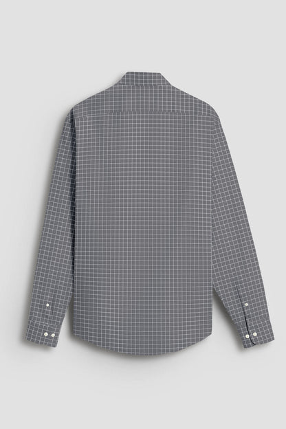 Graphite Gray and Snow White Checks Cotton Shirt