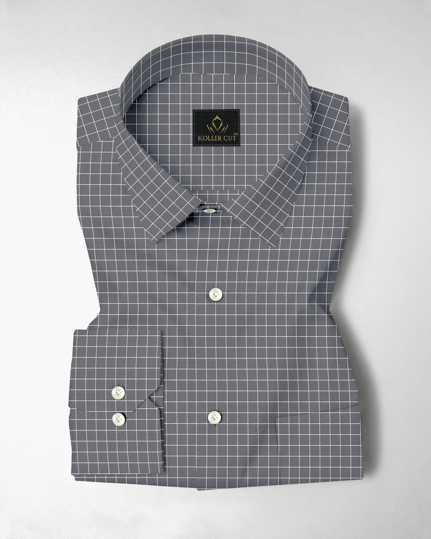 Graphite Gray and Snow White Checks Cotton Shirt