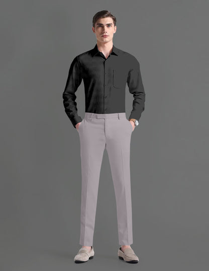 Lunar Gray Solid Wool Blend Pant