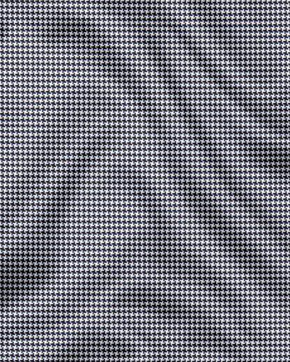 Jet Black and White Hounds Tooth Checks Designer Cotton Shirt