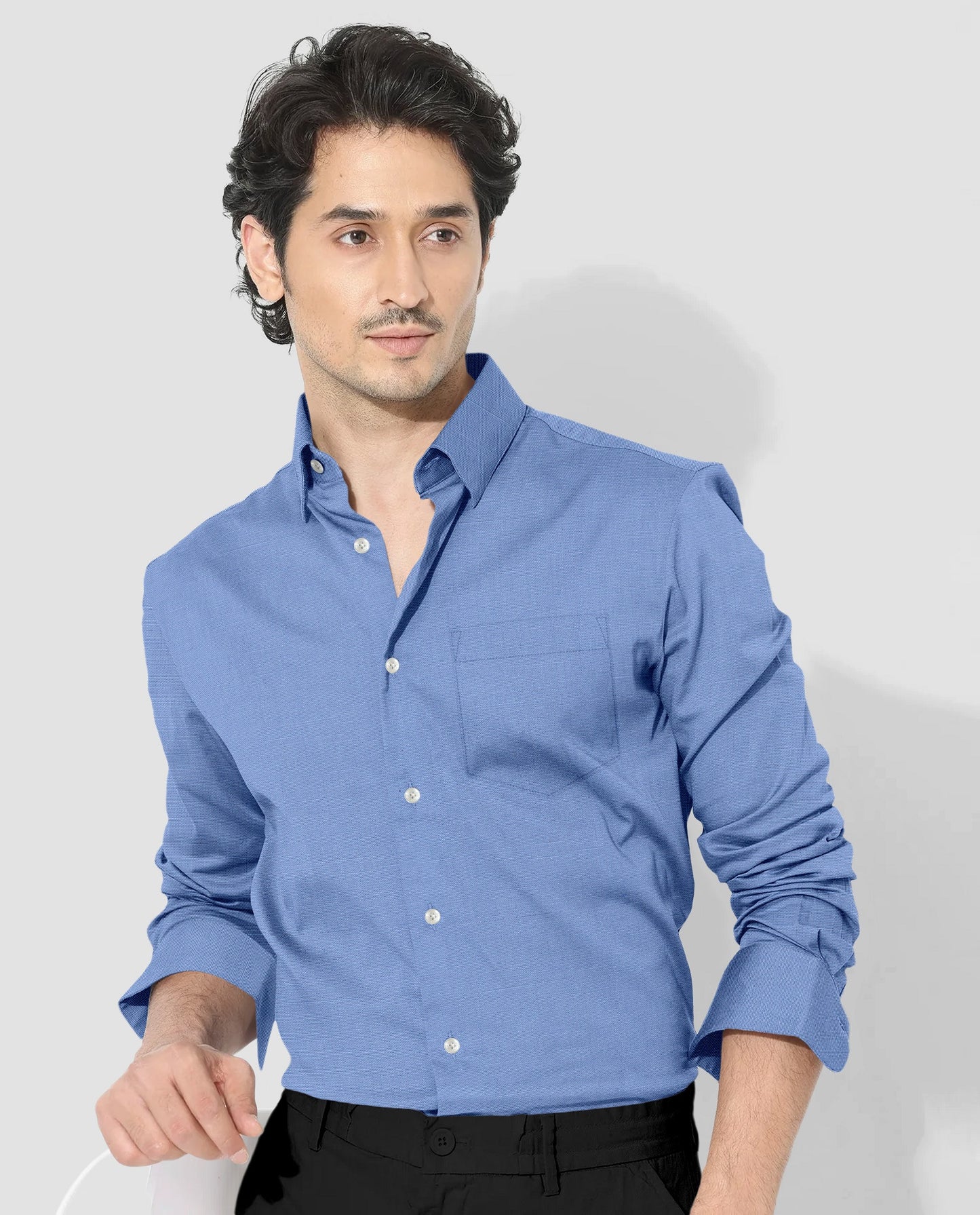 Stellar Blue Luxurious Linen Shirt