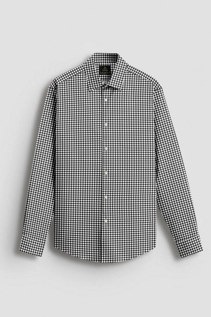 White With Jade Black Gingham Checks Cotton Shirt