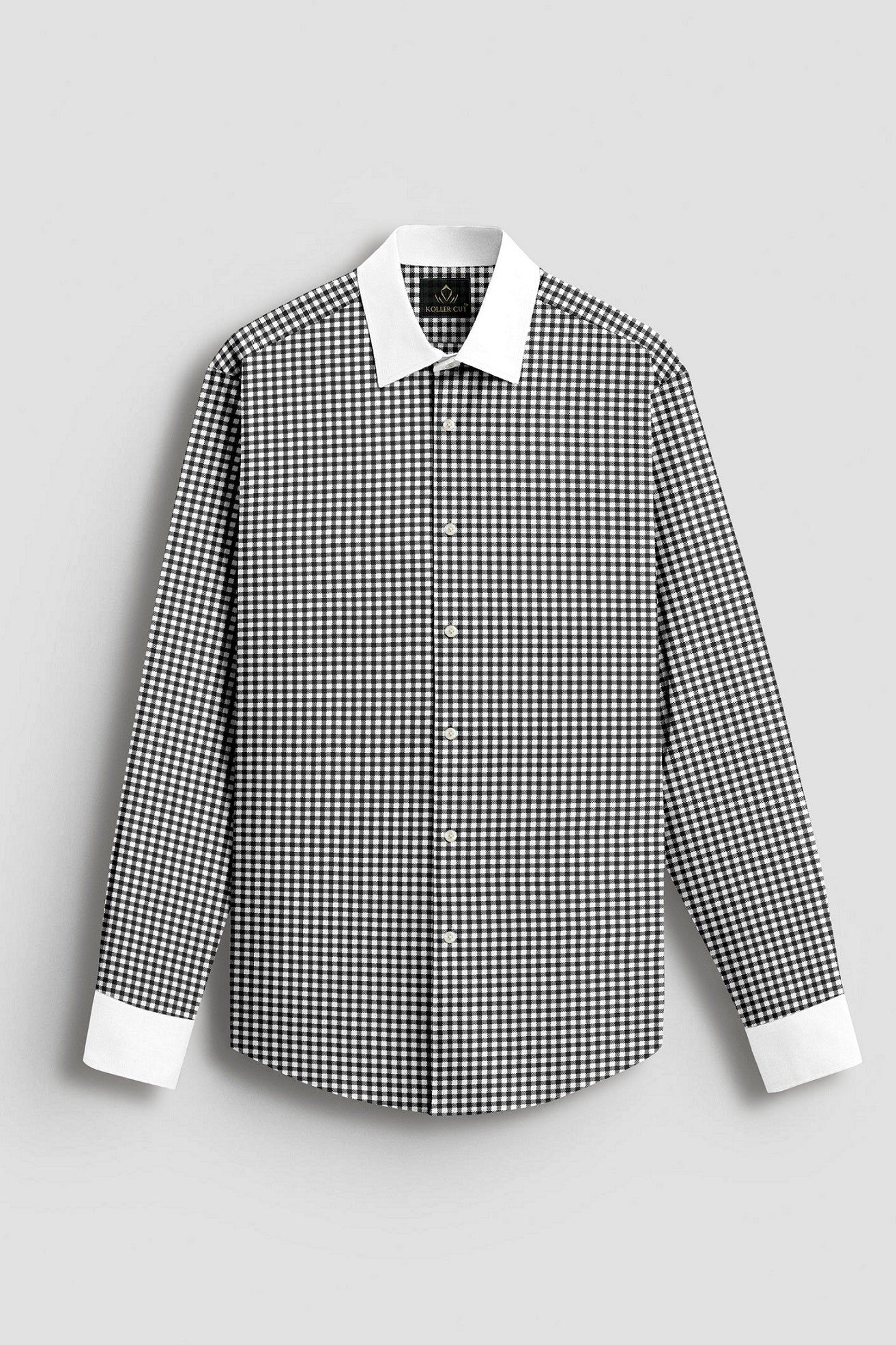 White With Jade Black Gingham Checks Designer Cotton Shirt 