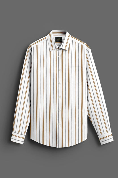 White with Dachshund Brown and Black Stripes Cotton Shirt