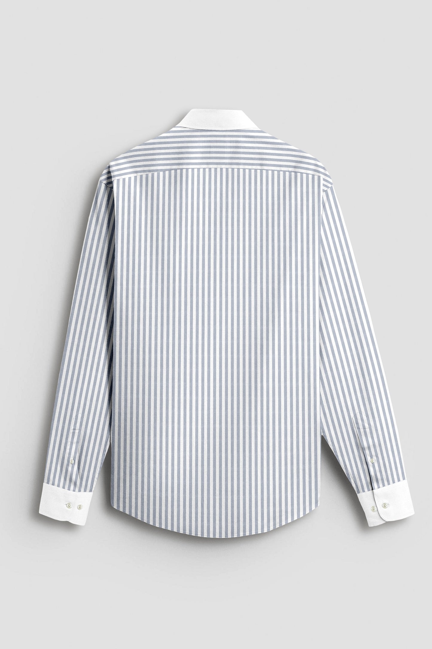 White and Silver Gray Candy Stripes Designer Cotton Shirt