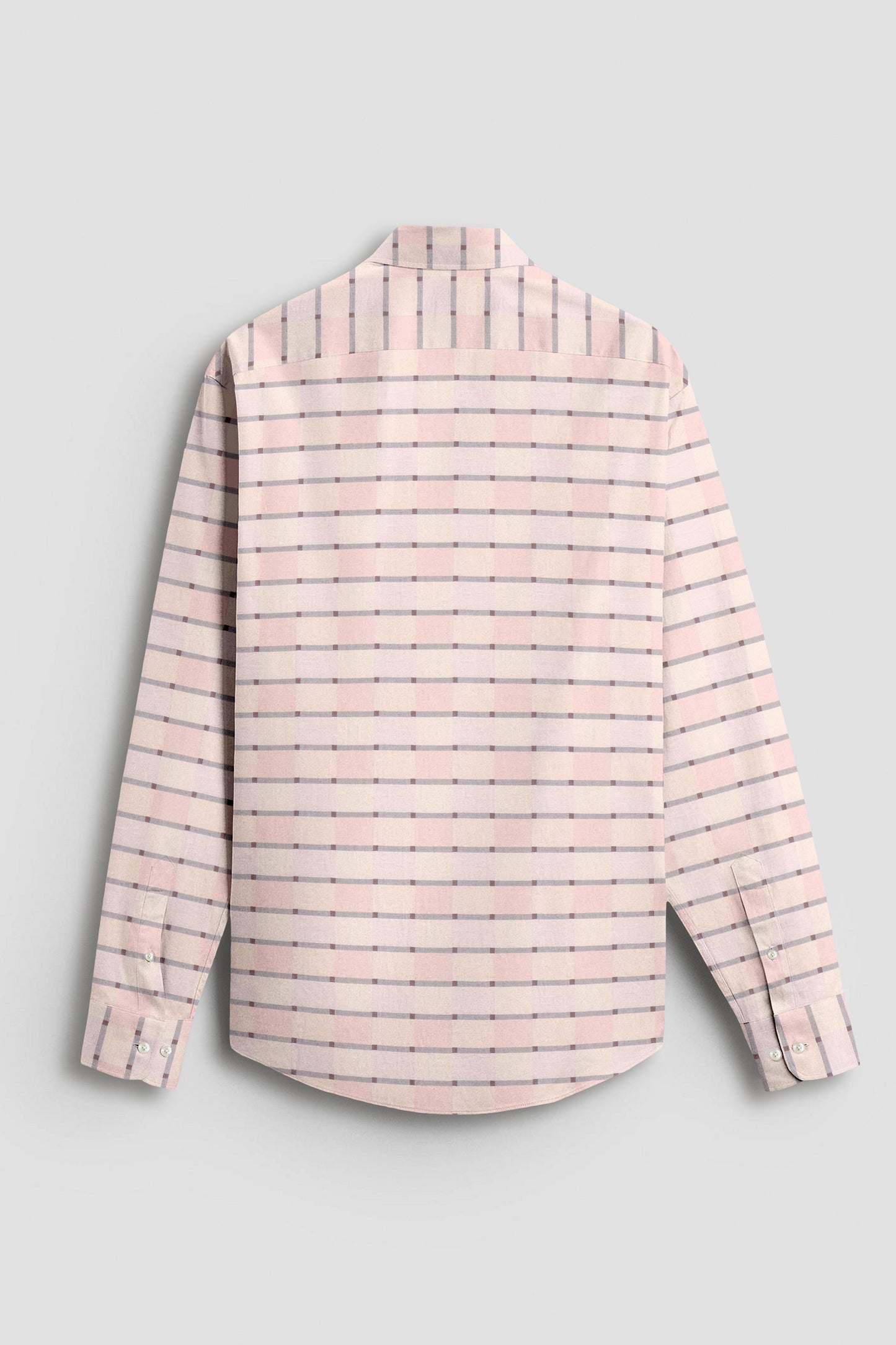 Crystal Pink with Antique White and Cameo Brown Multicolored Jacquard Checks Egyptian Giza Cotton Shirt