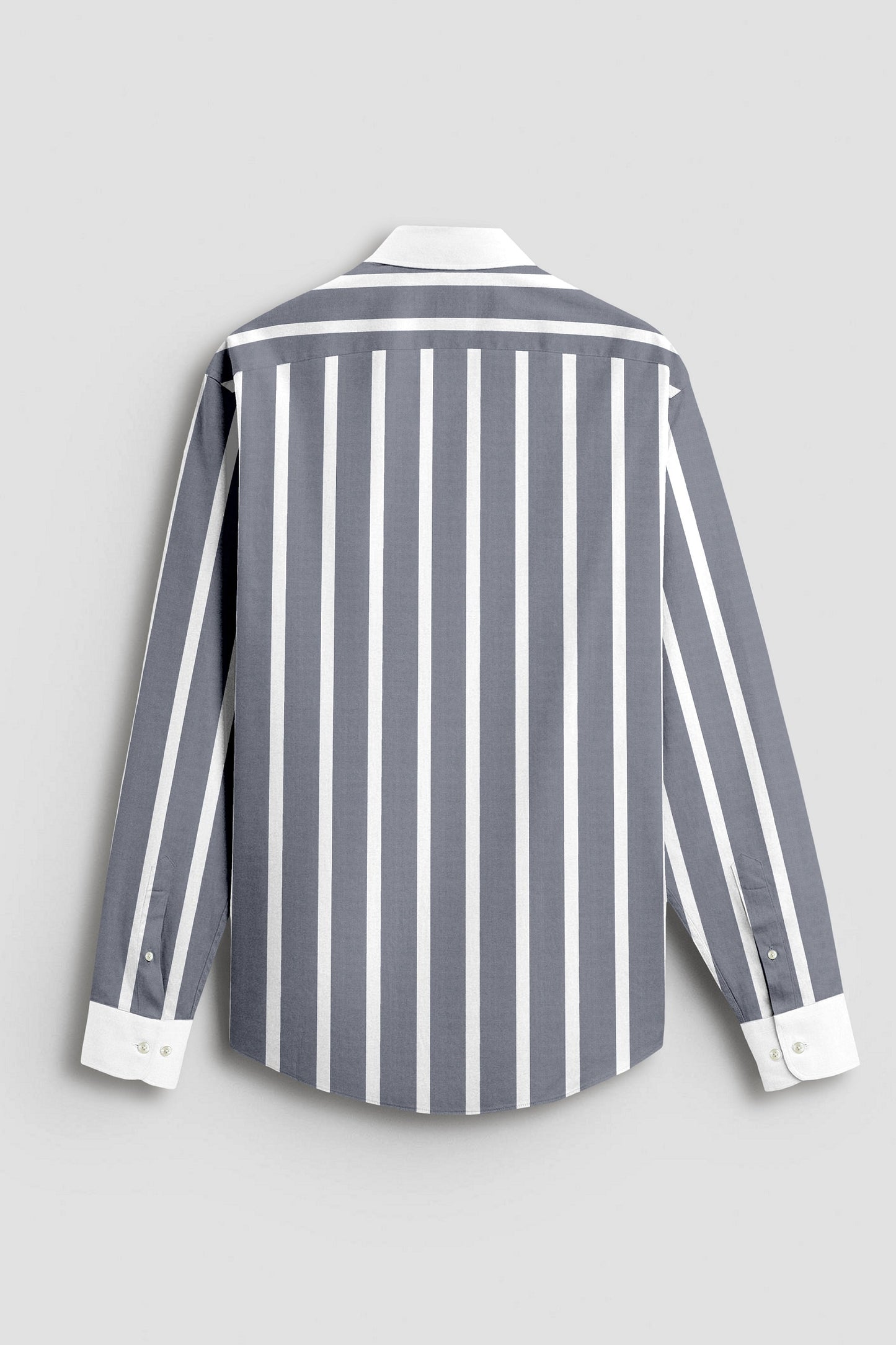 Mirage Gray and White Wide Chalk Stripes Designer Cotton Shirt