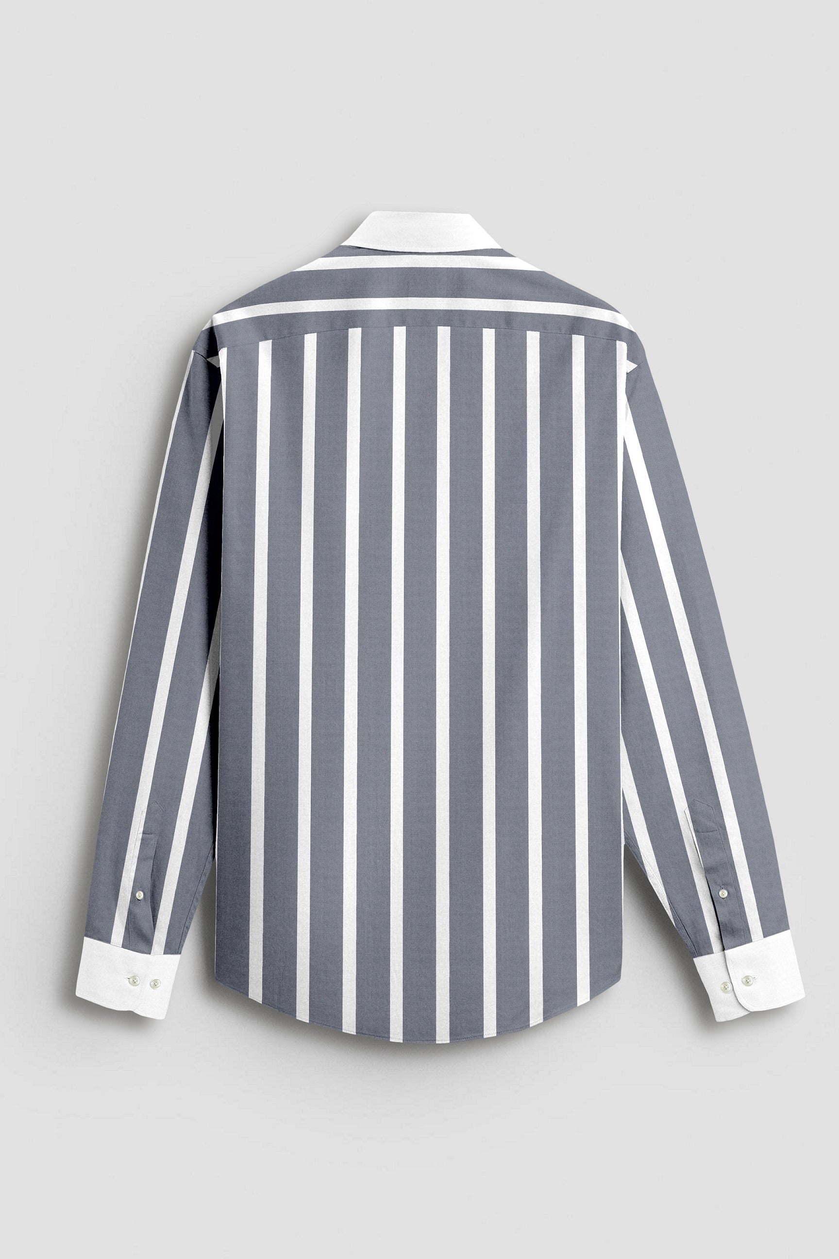 Mirage Gray and White Wide Chalk Stripes Designer Cotton Shirt