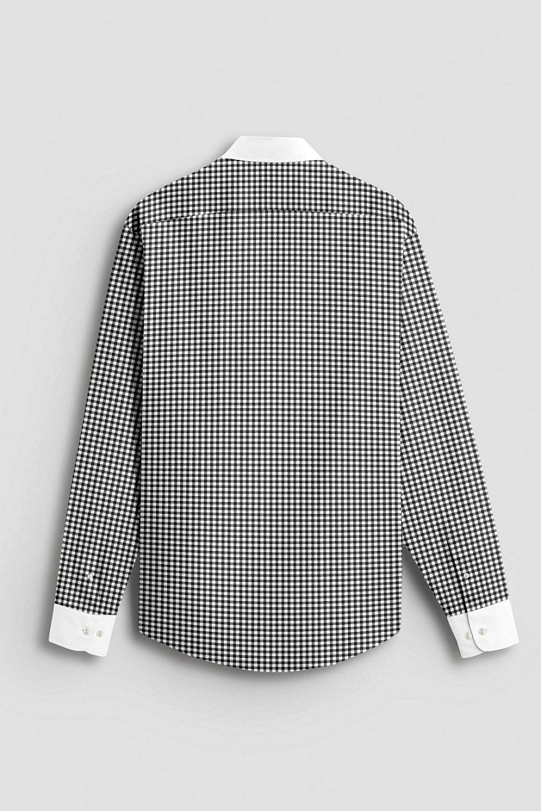 White With Jade Black Gingham Checks Designer Cotton Shirt 