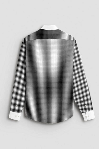 White With Jade Black Gingham Checks Designer Cotton Shirt 