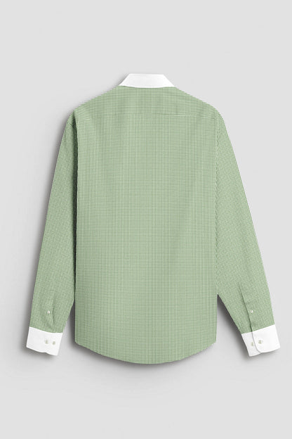 Fluorite Green and White Ninja Shuriken Printed Designer Cotton Shirt