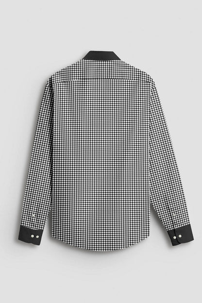 White With Jade Black Gingham Checks Designer Cotton Shirt
