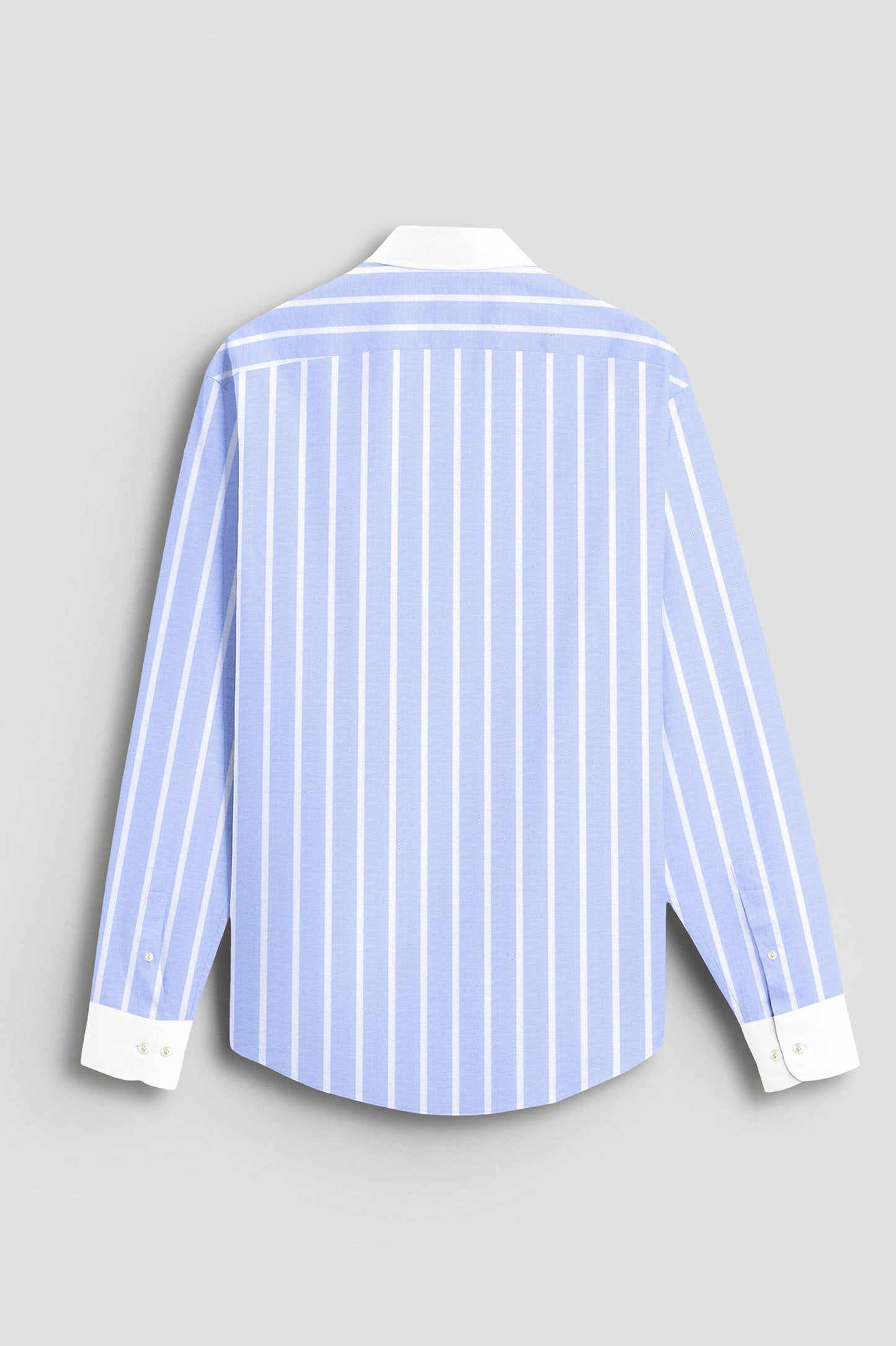 Brunnera Blue and Flash White Chalk Stripes Designer Oxford Cotton Shirt