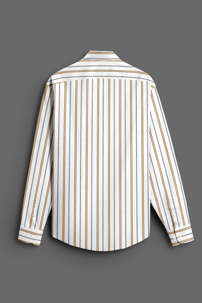 White with Dachshund Brown and Black Stripes Cotton Shirt