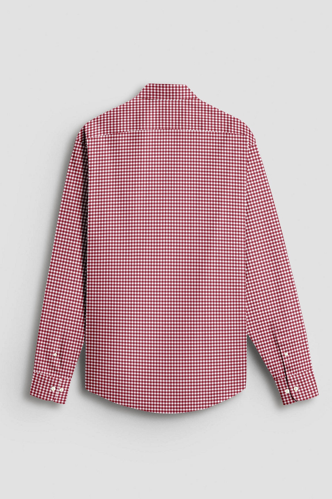 White and Maroon Gingham Checks Cotton Shirt