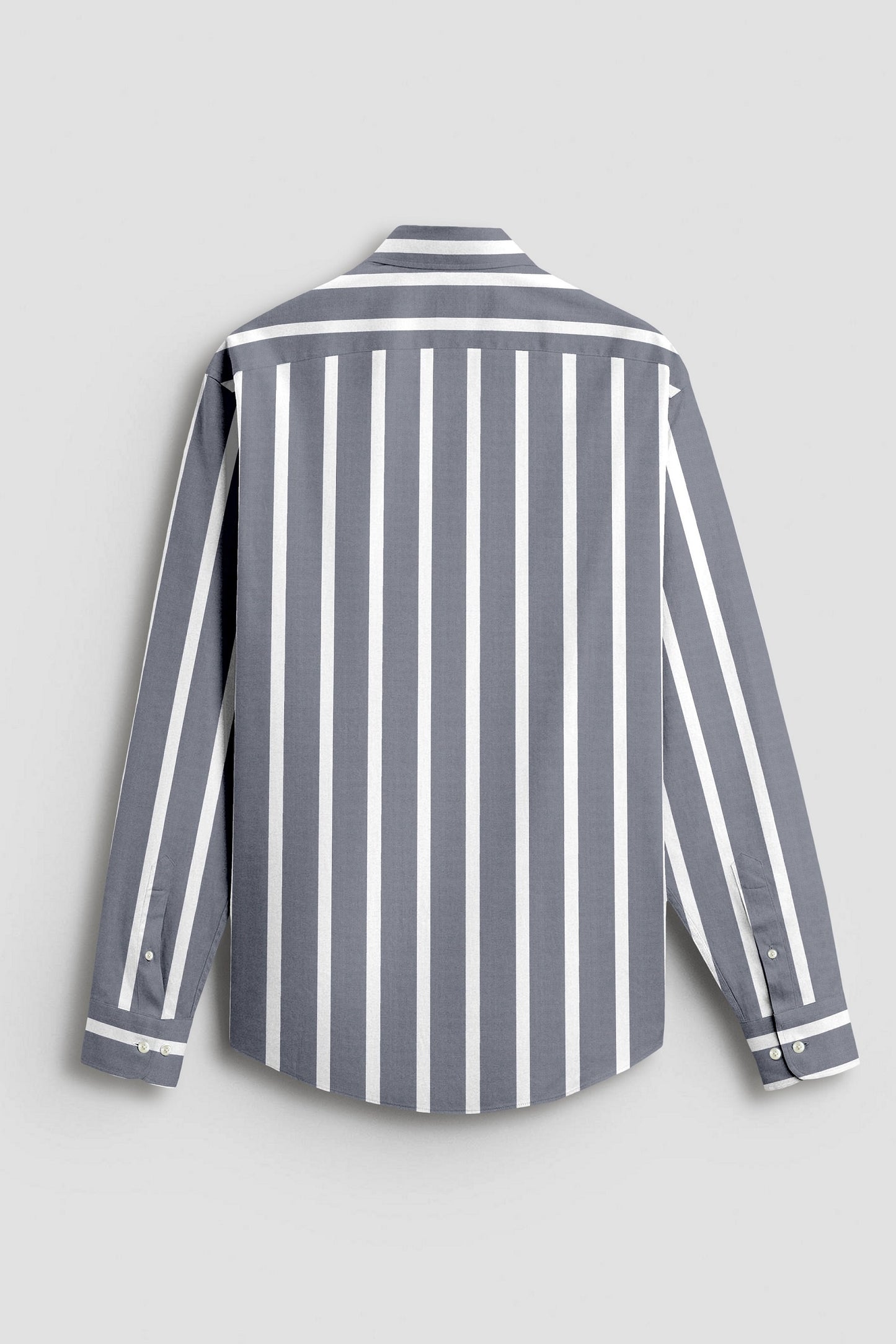 Mirage Gray and White Wide Chalk Stripes Cotton Shirt