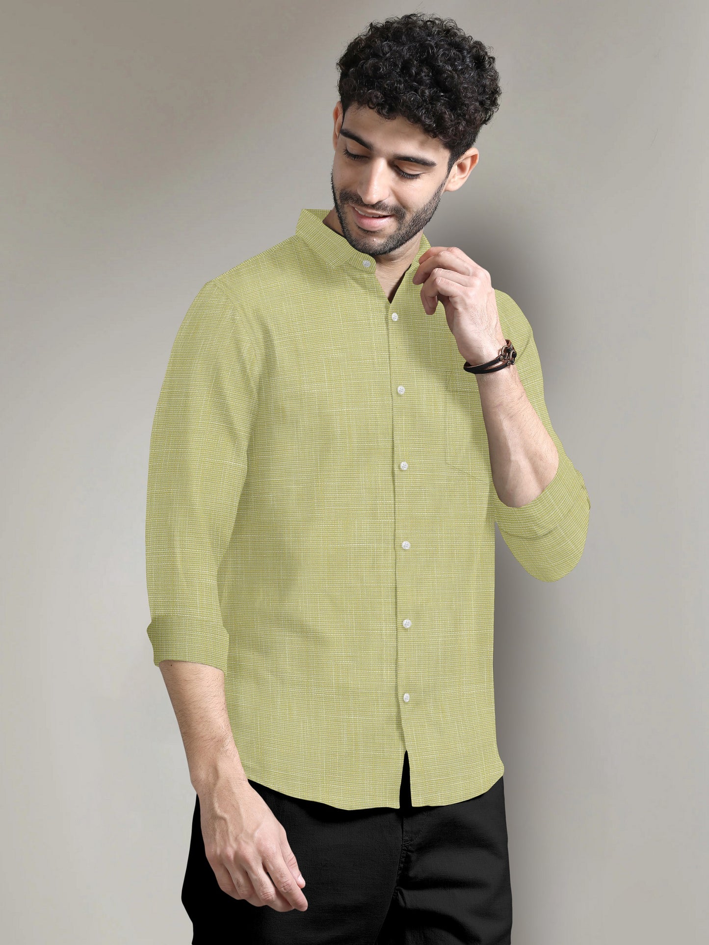 Pistachio Green Luxurious Linen Shirt-Buy Pure linen Shirt in India - Buy Plus Size Shirts for Men in Mumbai