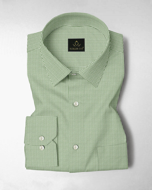 Fluorite Green and White Ninja Shuriken Printed Cotton Shirt (Copy)