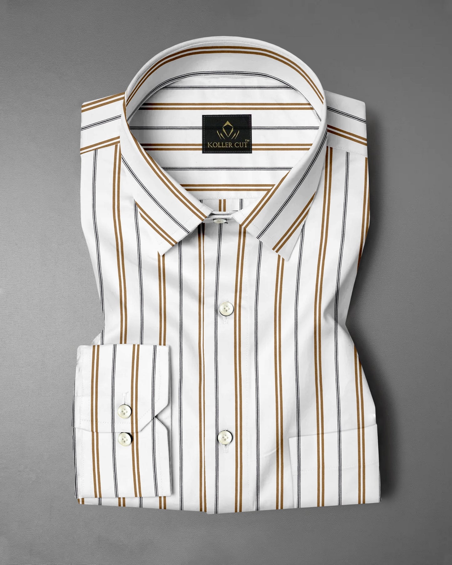 White with Dachshund Brown and Black Stripes Cotton Shirt