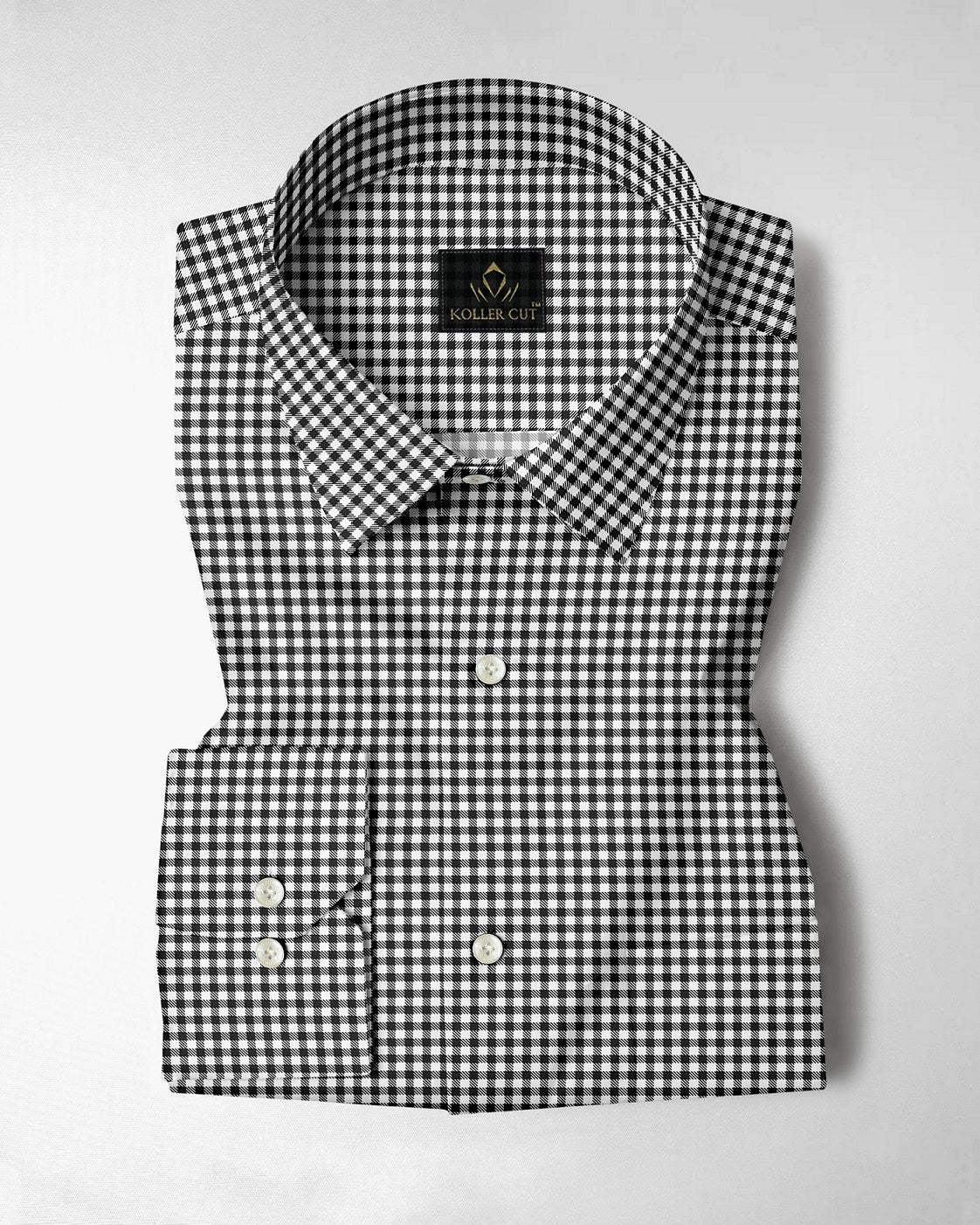 White With Jade Black Gingham Checks Cotton Shirt