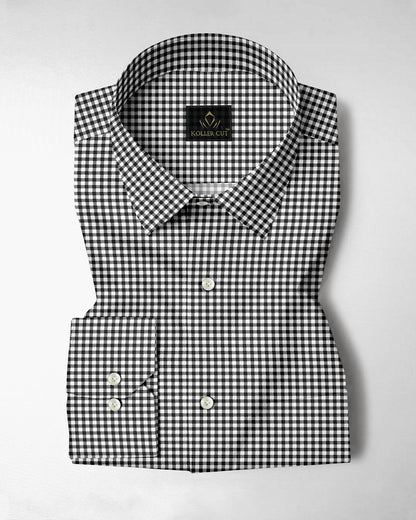 White With Jade Black Gingham Checks Cotton Shirt