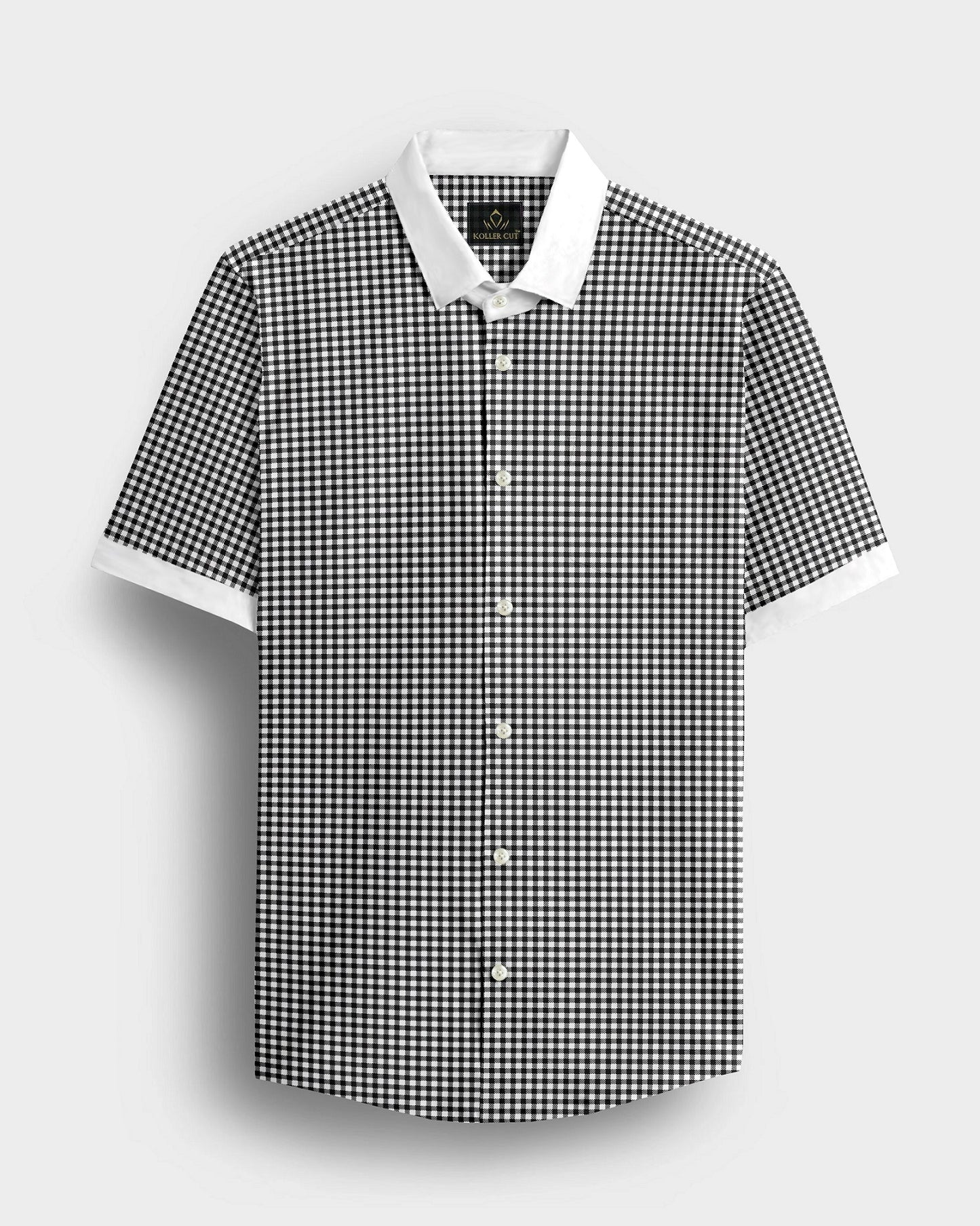 White With Jade Black Gingham Checks Designer Cotton Shirt 