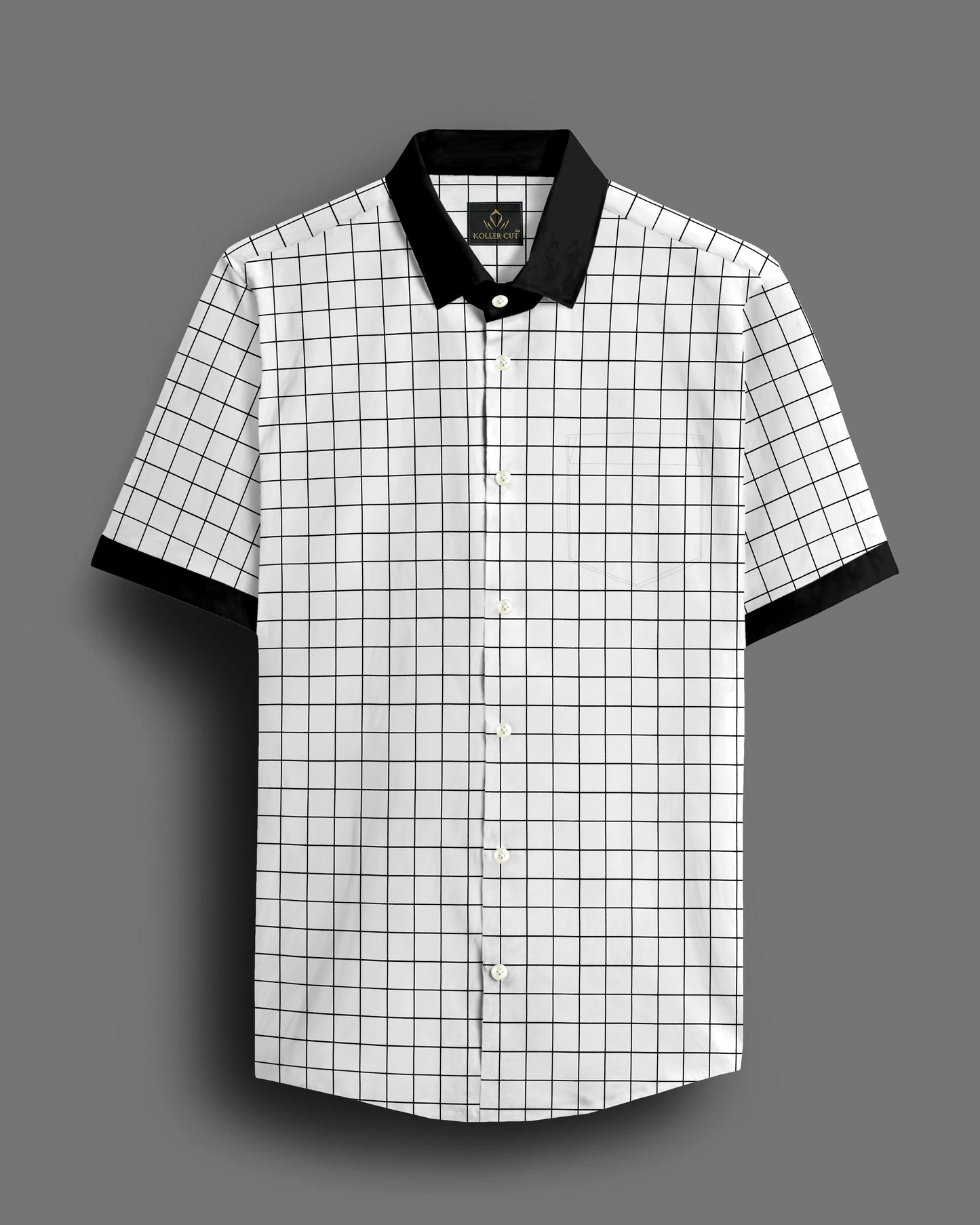 Milk White and Black Checks Designer Cotton Shirt