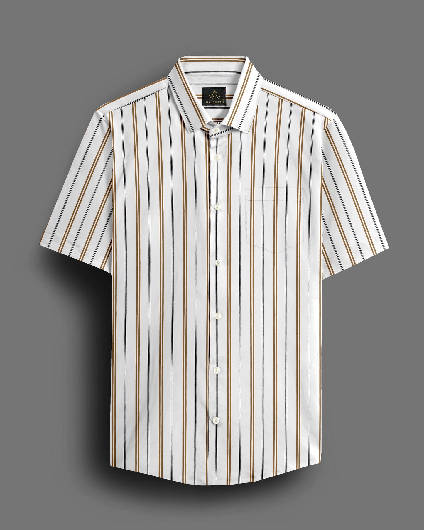 White with Dachshund Brown and Black Stripes Cotton Shirt