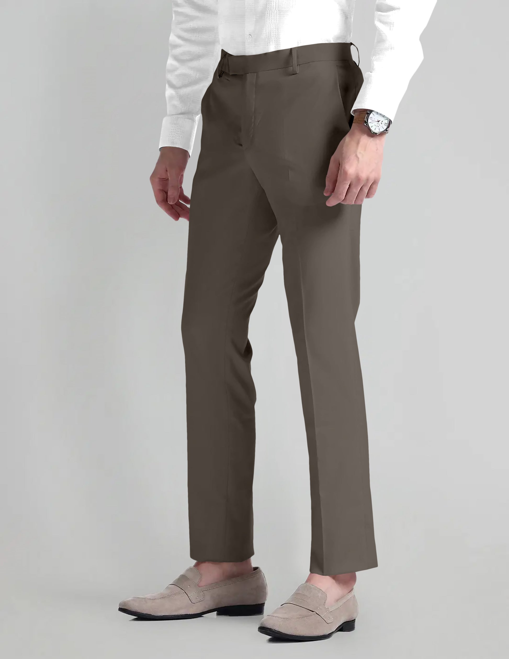 Capers Green Solid Wool Blend Pant