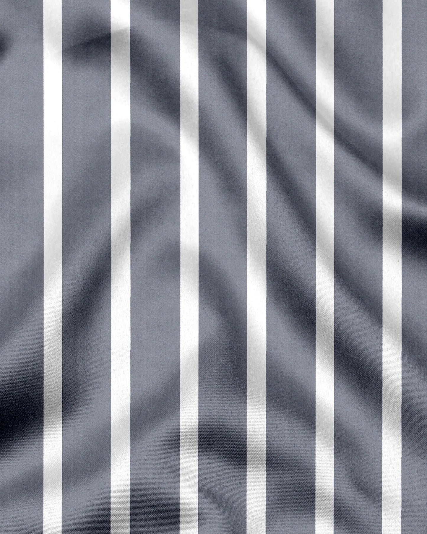 Mirage Gray and White Wide Chalk Stripes Cotton Shirt