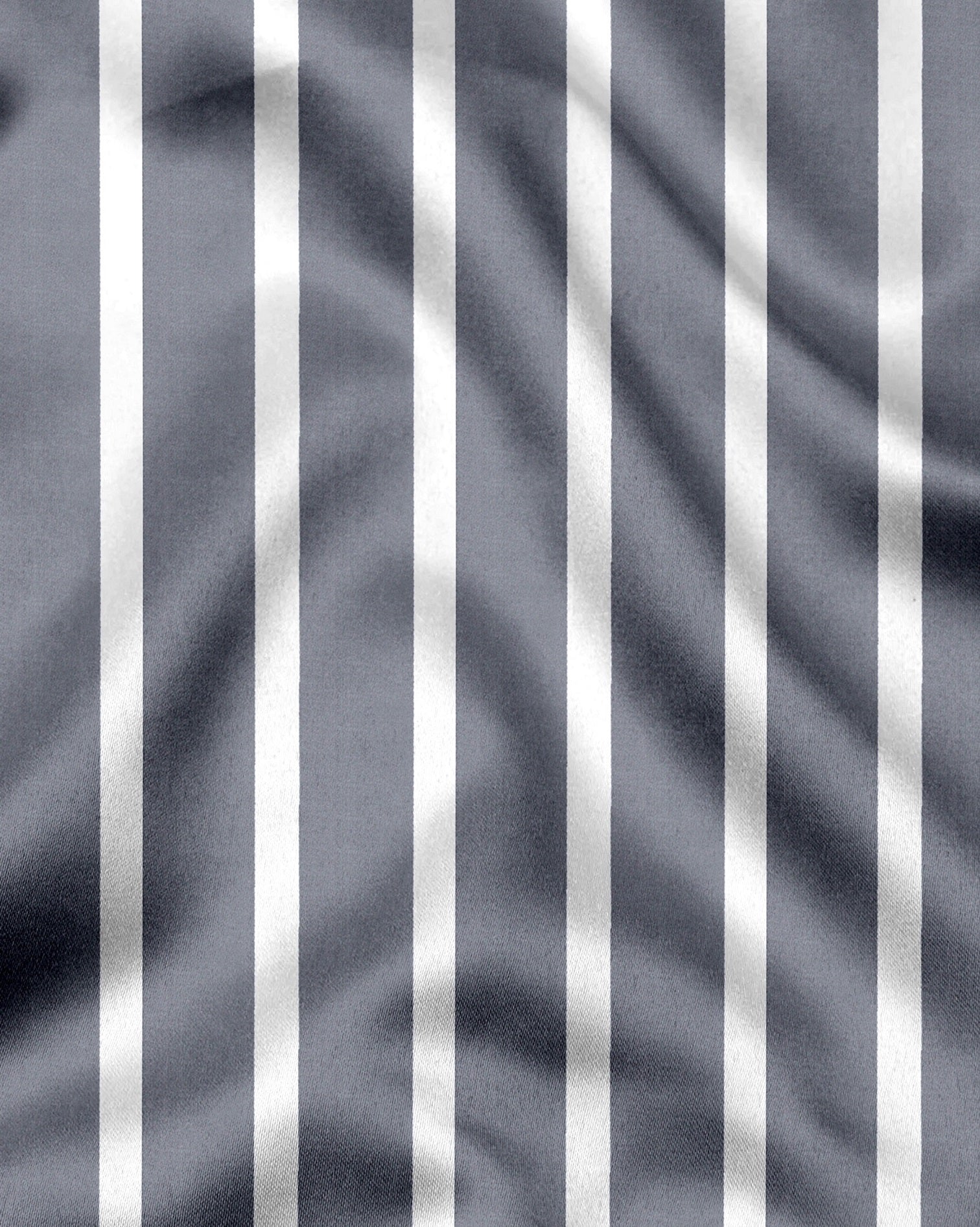 Mirage Gray and White Wide Chalk Stripes Cotton Shirt