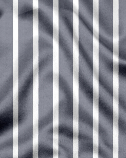 Mirage Gray and White Wide Chalk Stripes Cotton Shirt