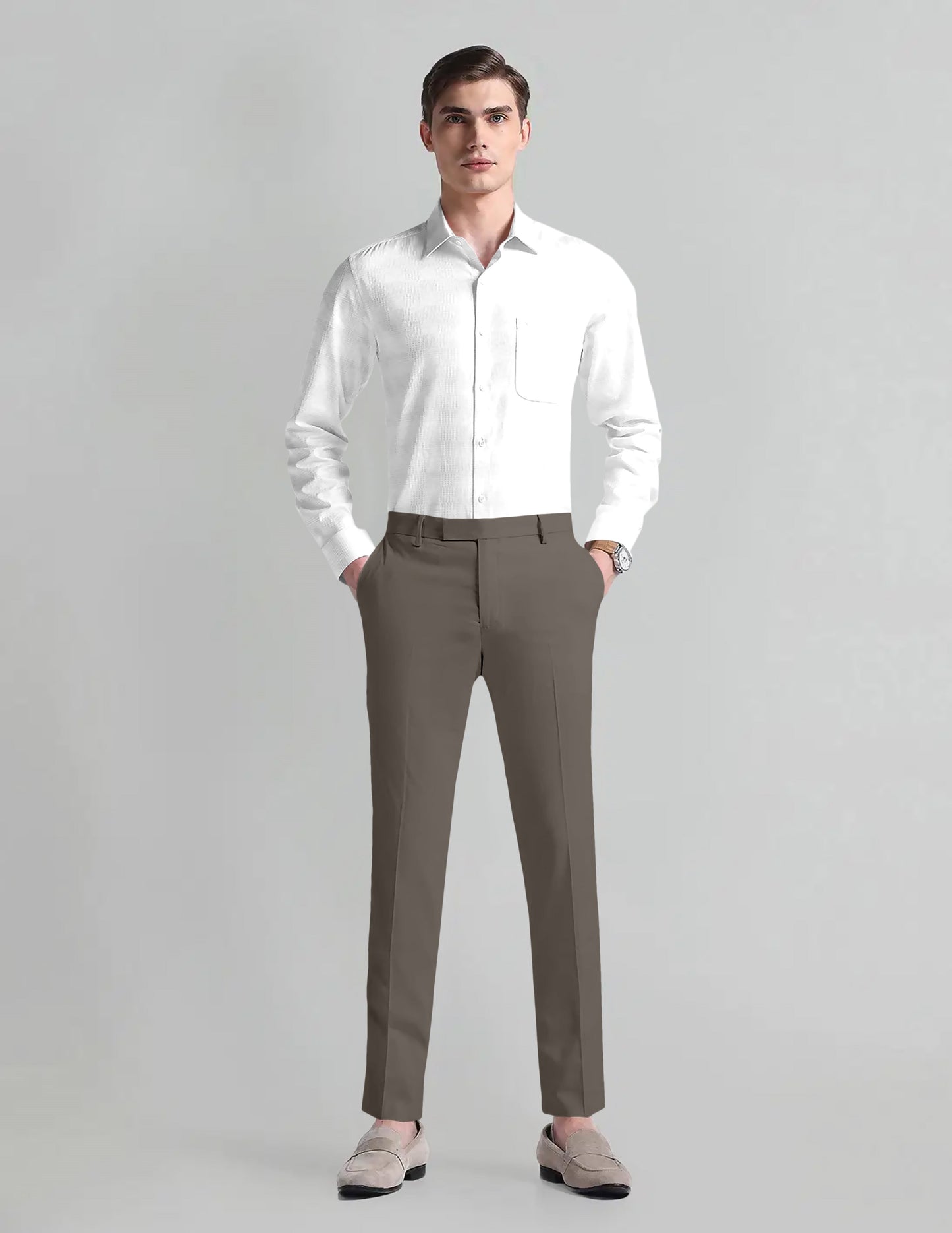Capers Green Solid Wool Blend Pant