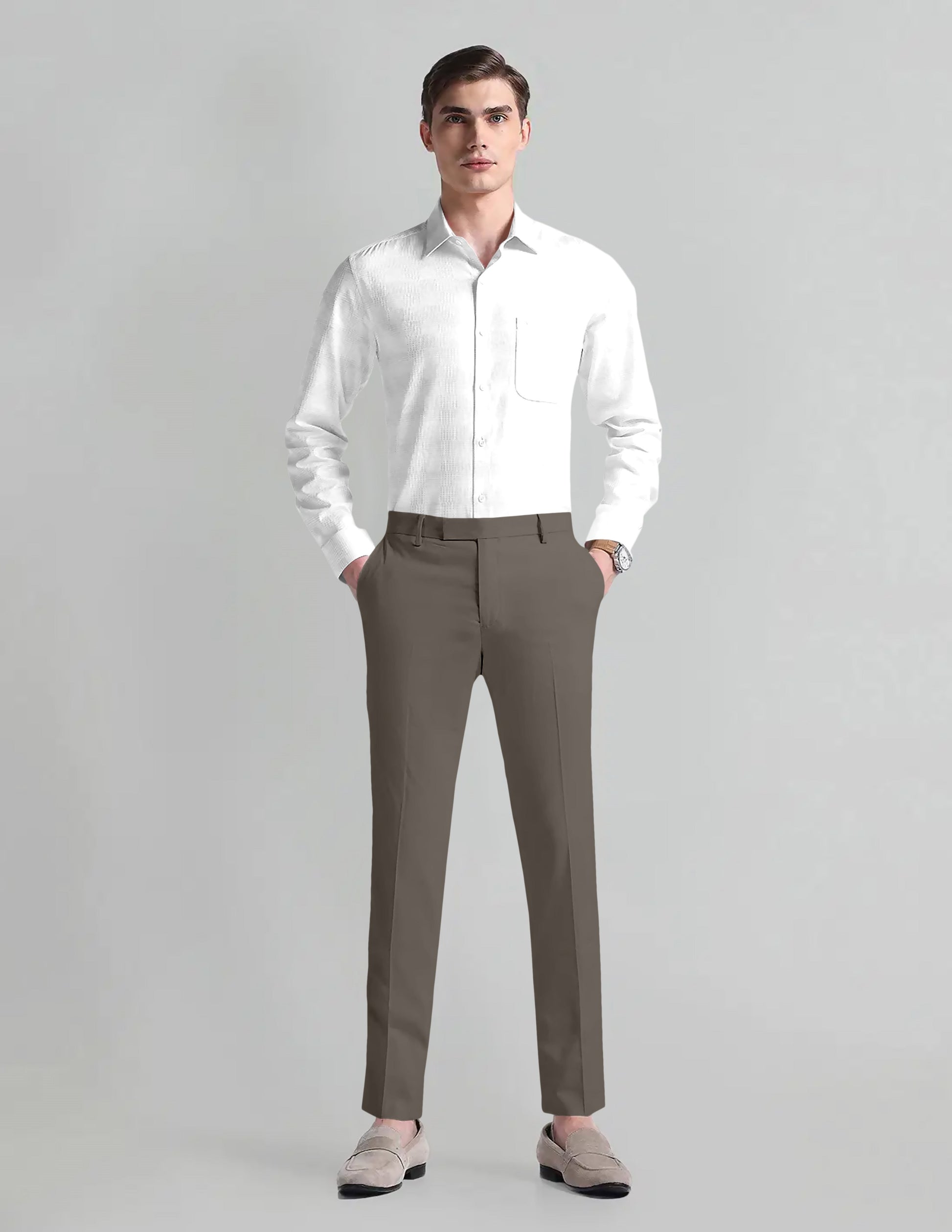 Capers Green Solid Wool Blend Pant