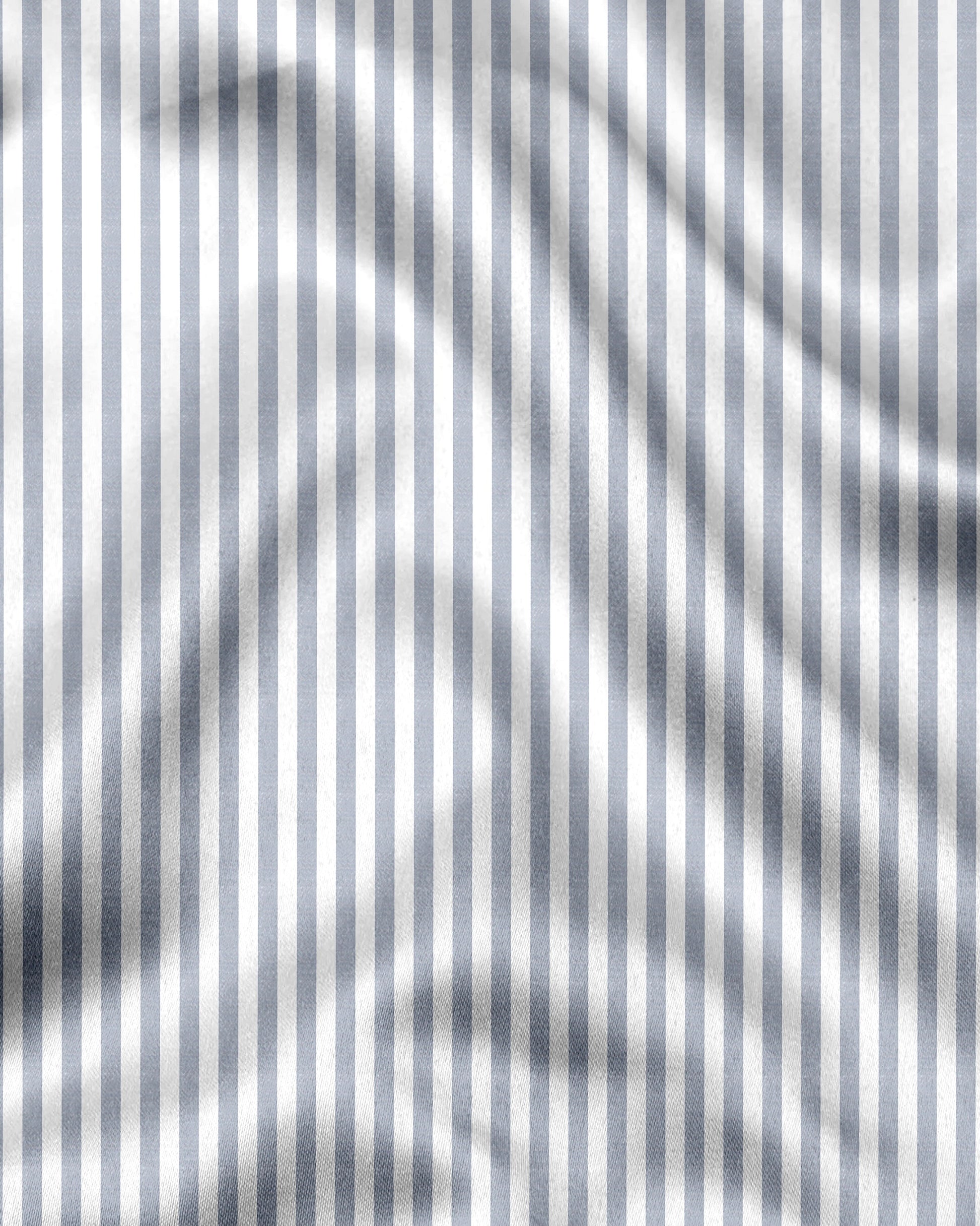 White and Silver Gray Candy Stripes Cotton Shirt