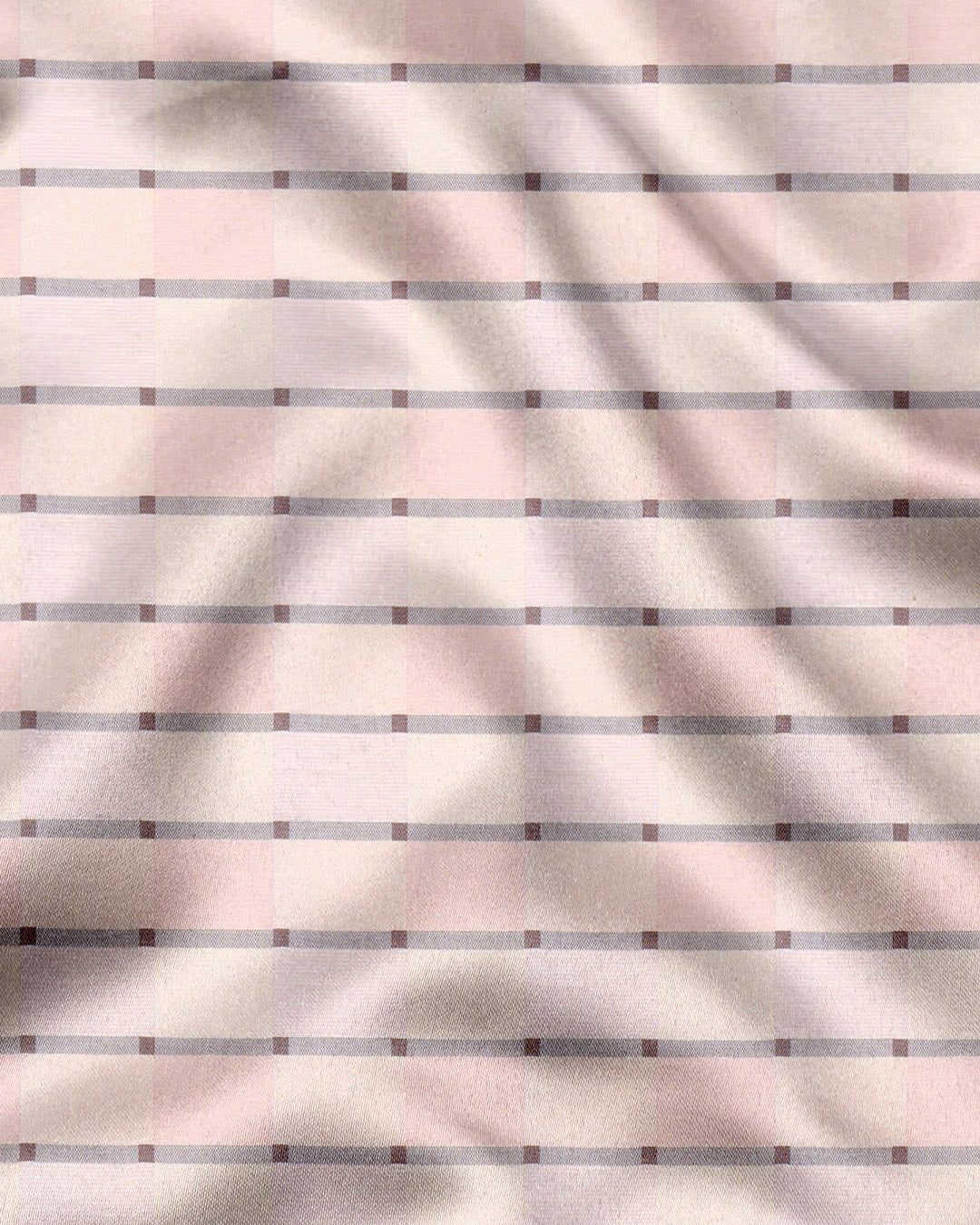 Crystal Pink with Antique White and Cameo Brown Multicolored Jacquard Checks Egyptian Giza Cotton Shirt