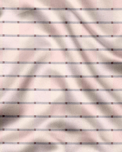Crystal Pink with Antique White and Cameo Brown Multicolored Jacquard Checks Egyptian Giza Cotton Shirt