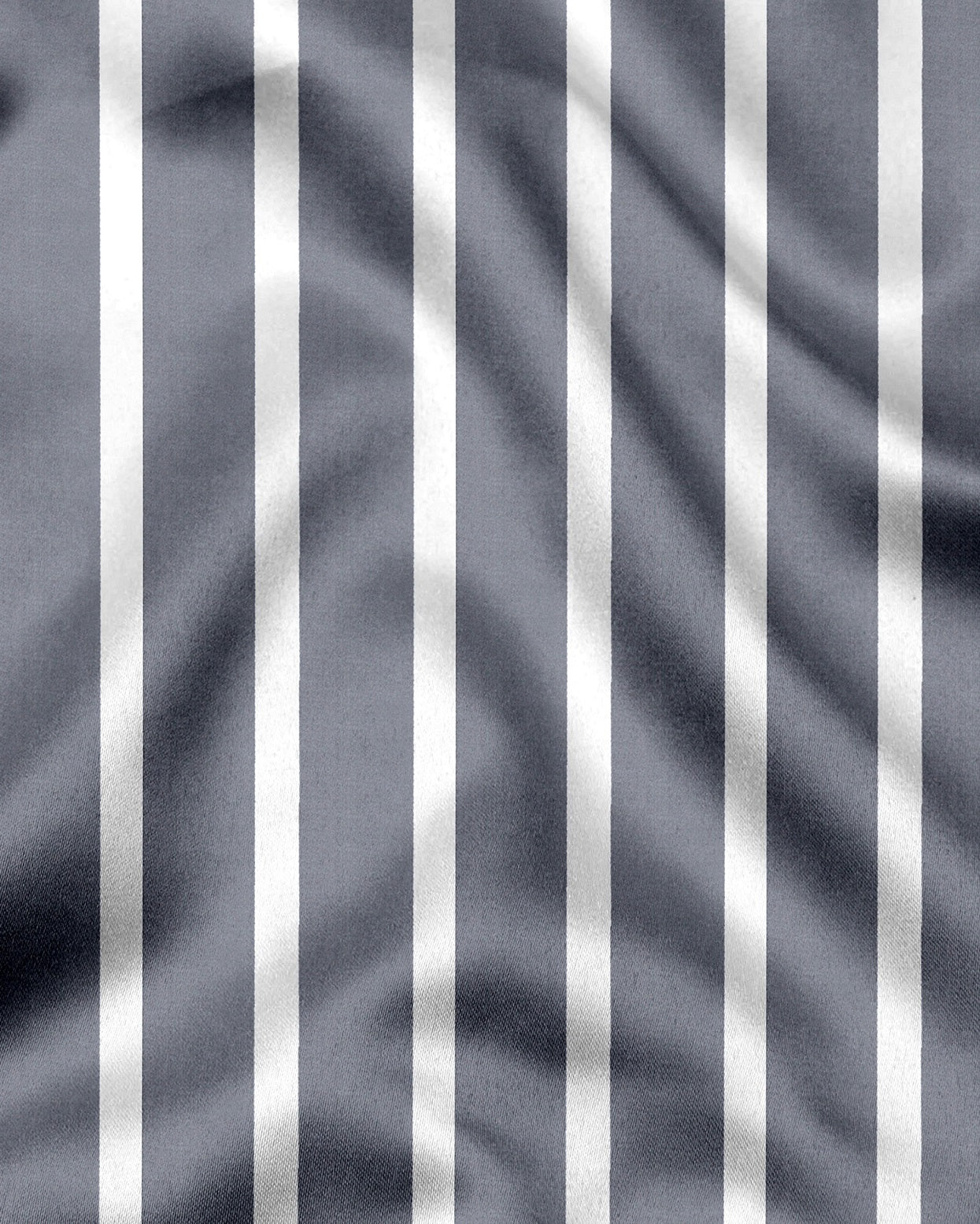 Mirage Gray and White Wide Chalk Stripes Designer Cotton Shirt
