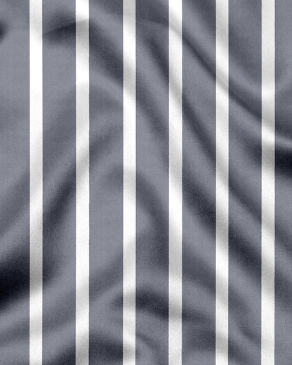 Mirage Gray and White Wide Chalk Stripes Designer Cotton Shirt