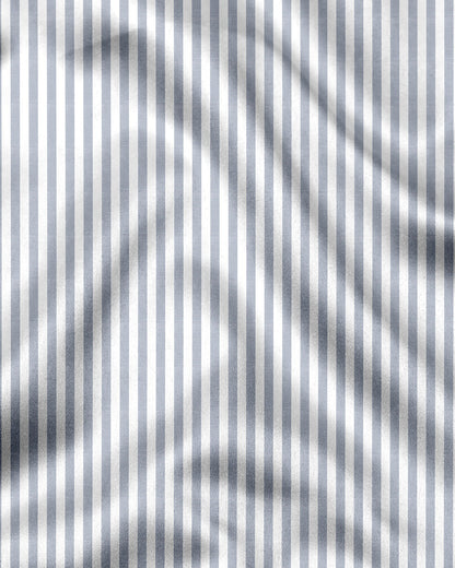 White and Silver Gray Candy Stripes Designer Cotton Shirt