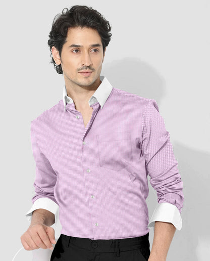 Lavender Pink and White Ninja Shuriken Printed Designer Cotton Shirt