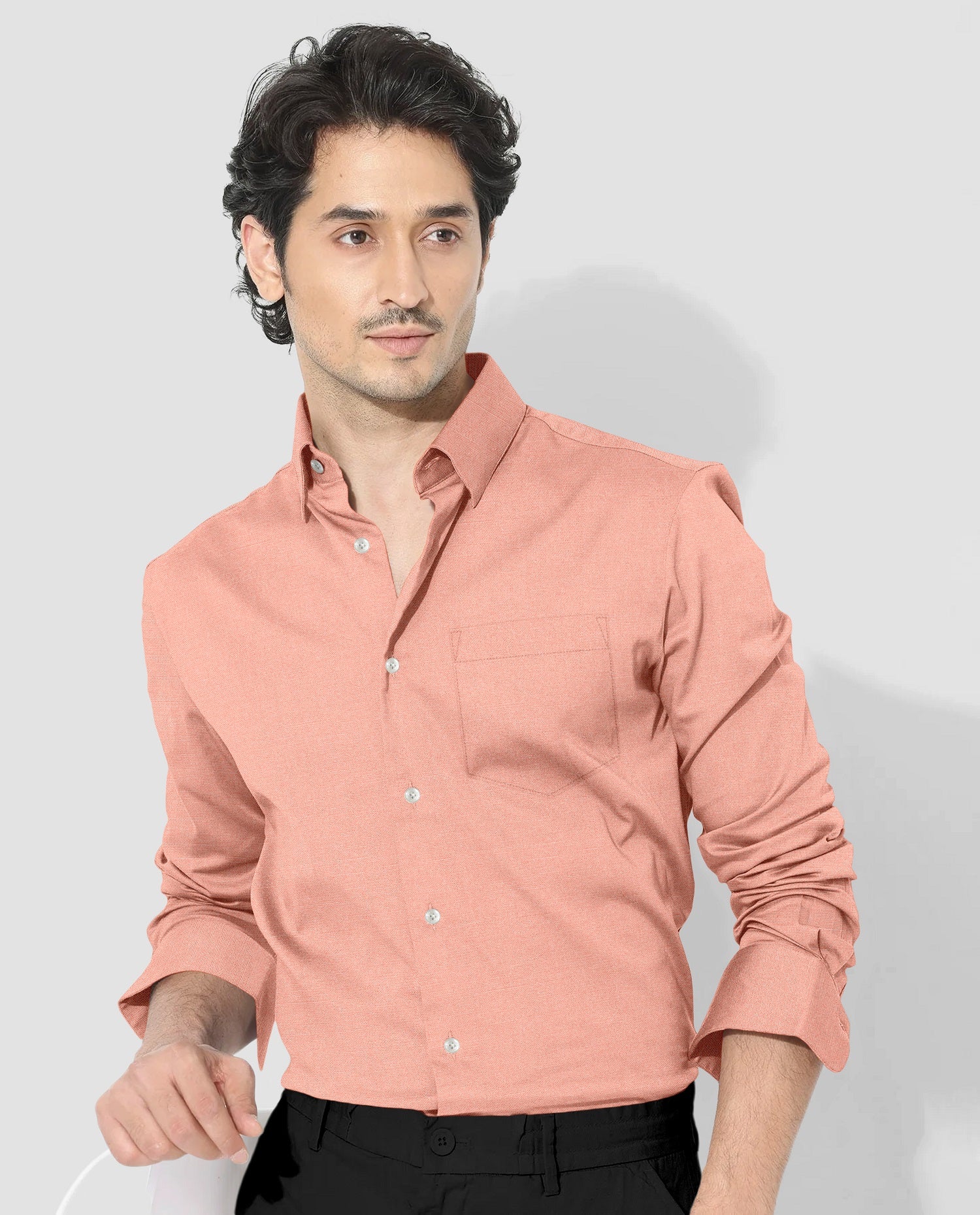 Tropical Peach Luxurious Linen Shirt
